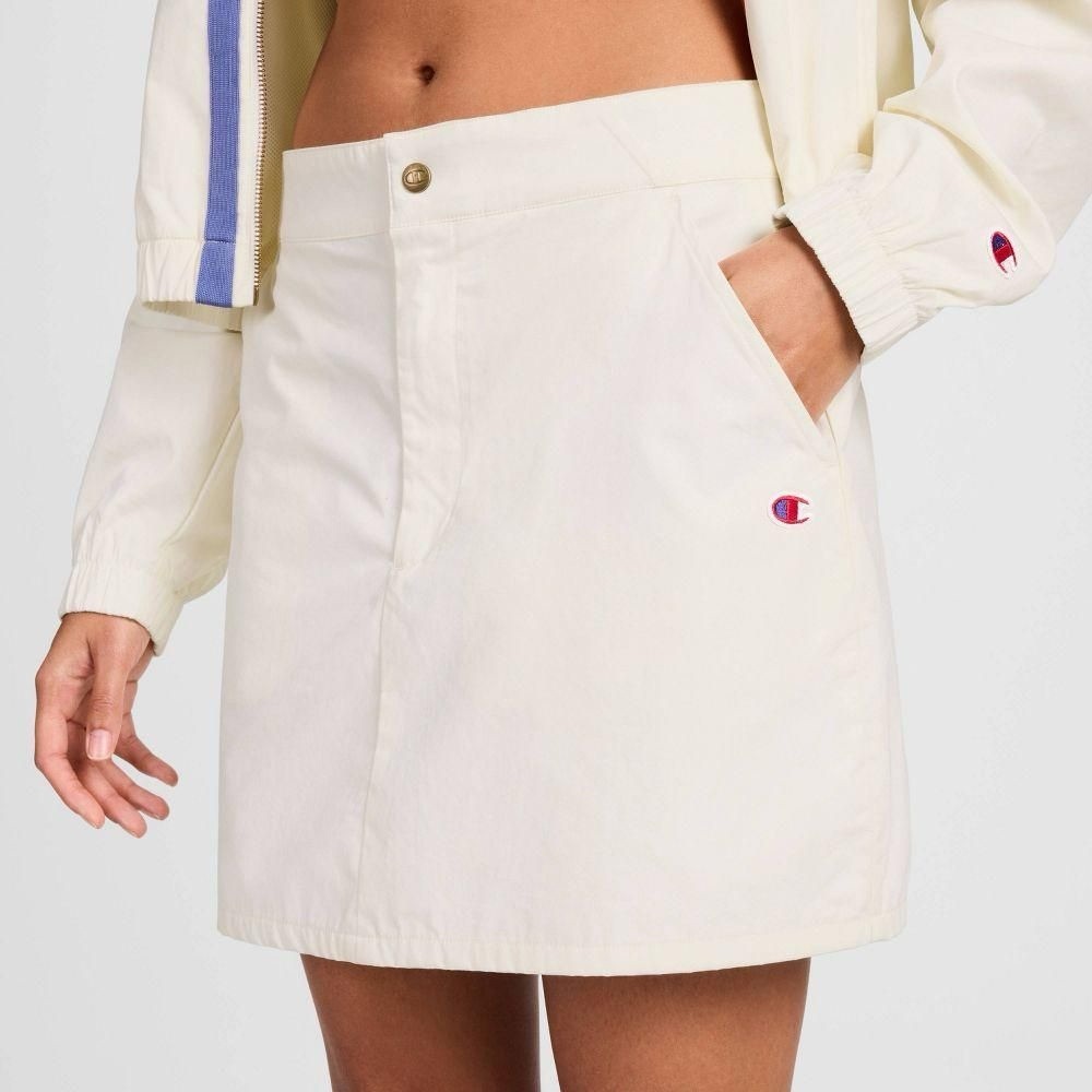 NWT Champion Women’s Woven Cream Logo Pencil Skirt Sz 8, Casual Sporty